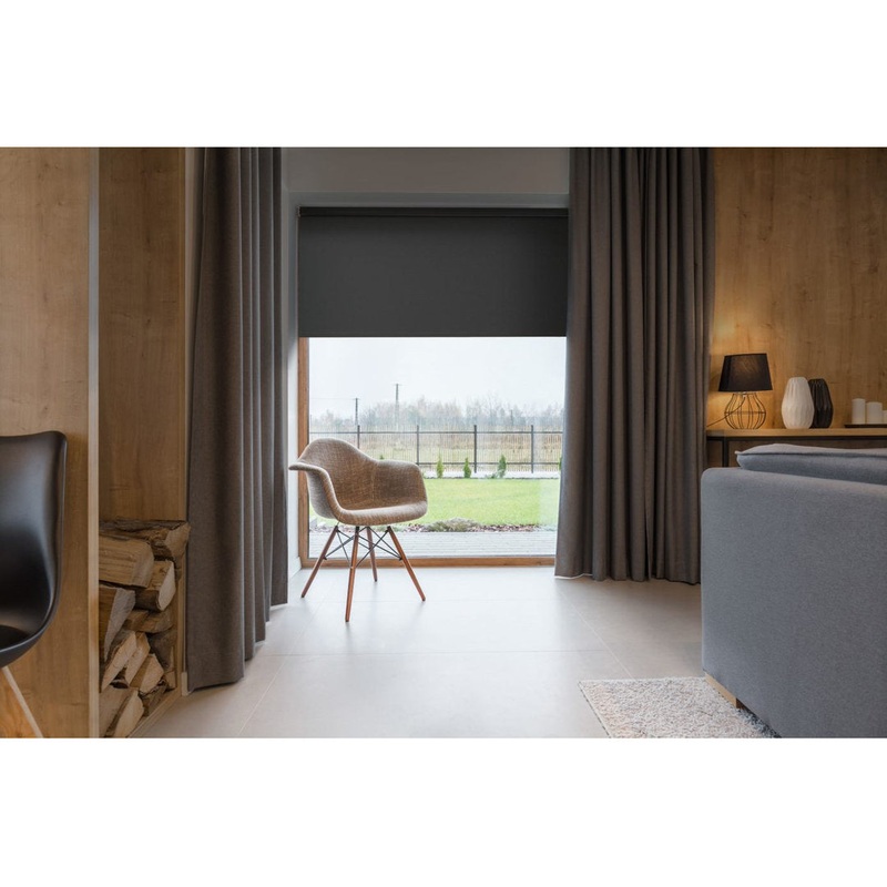 Blackout Cordless Roller Shade Symple Stuff Color: Dark Gray Blind Size: 26″W x 74″L