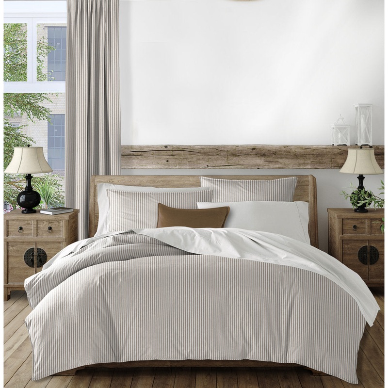 Ticking Stripes Comforter Set The Tailor’s Bed Color: Walnut Size: King Comforter + 2 Shams