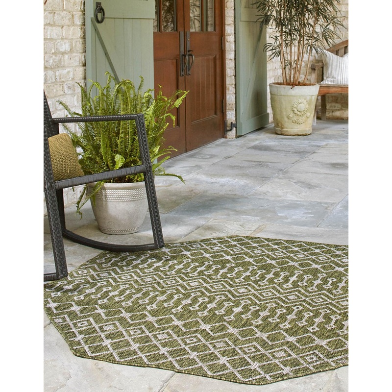 Adley Southwestern Green/Beige Indoor/Outdoor Area Rug Gracie Oaks Rug Size: Octagon 5’3″ x 5’3″