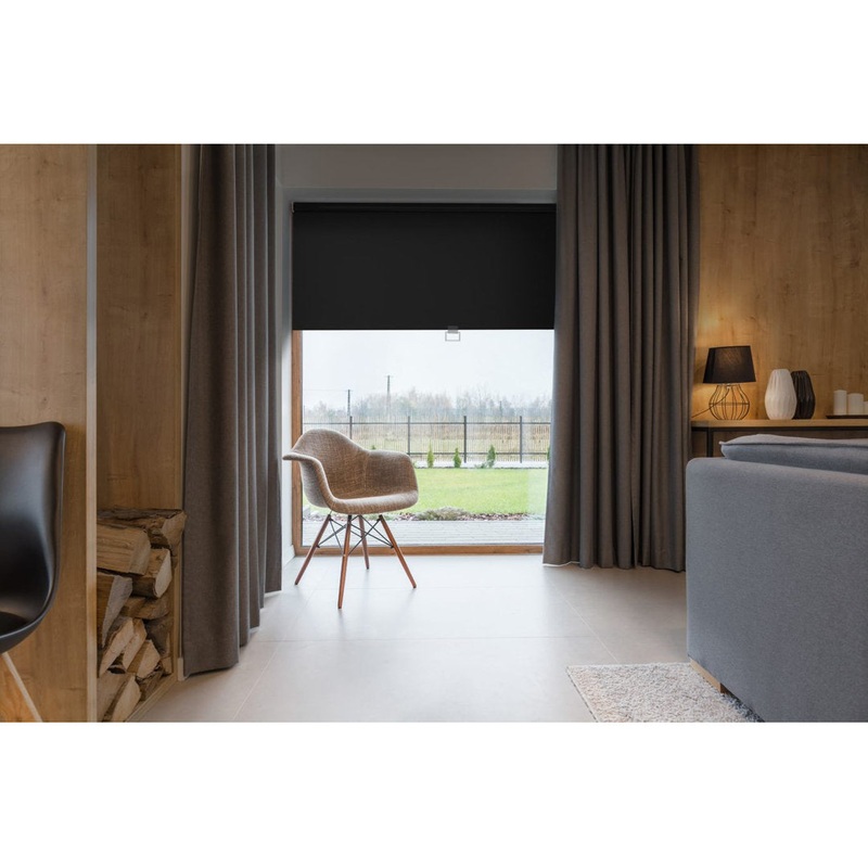 Blackout Cordless Roller Shade Symple Stuff Color: Black Blind Size: 44.5″W x 74″L